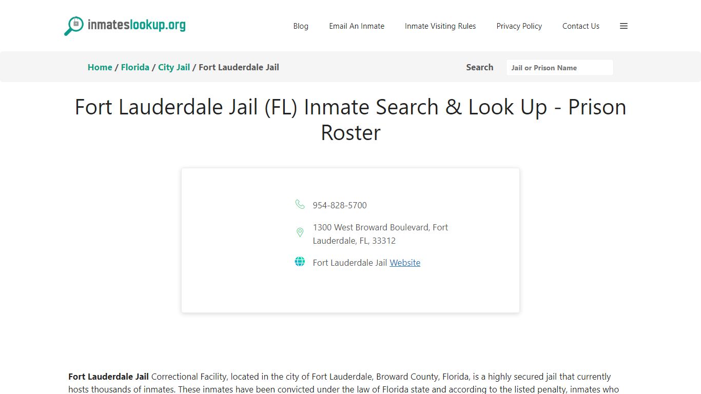 Fort Lauderdale Jail (FL) Inmate Search & Look Up - Prison Roster