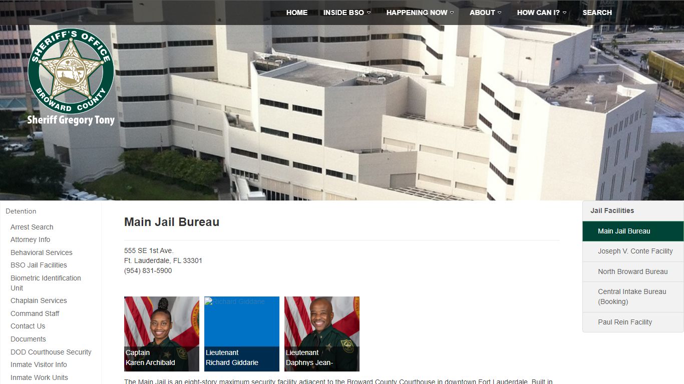 Main Jail Bureau | Broward County - Broward County Sheriff's Office