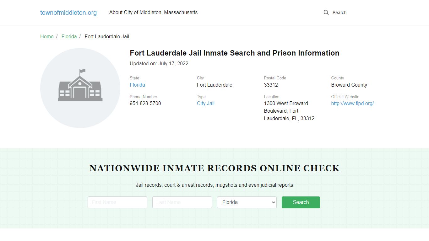 Fort Lauderdale Jail Inmate Search, Visitation, Phone no. & Mailing ...